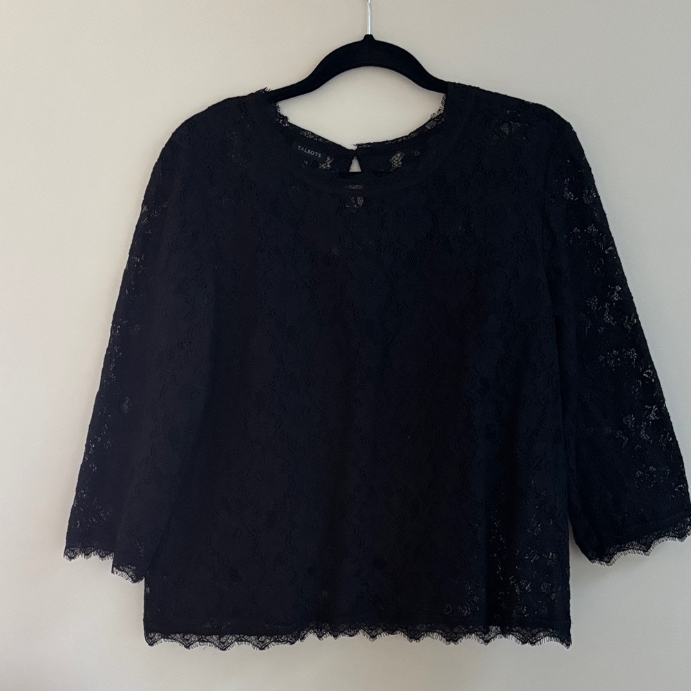 Talbots Black Lace Blouse with Talbots black camisole.